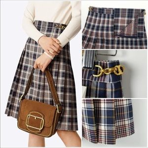 Tory Burch-Multicolor Pleated Plaid Garrett Skirt